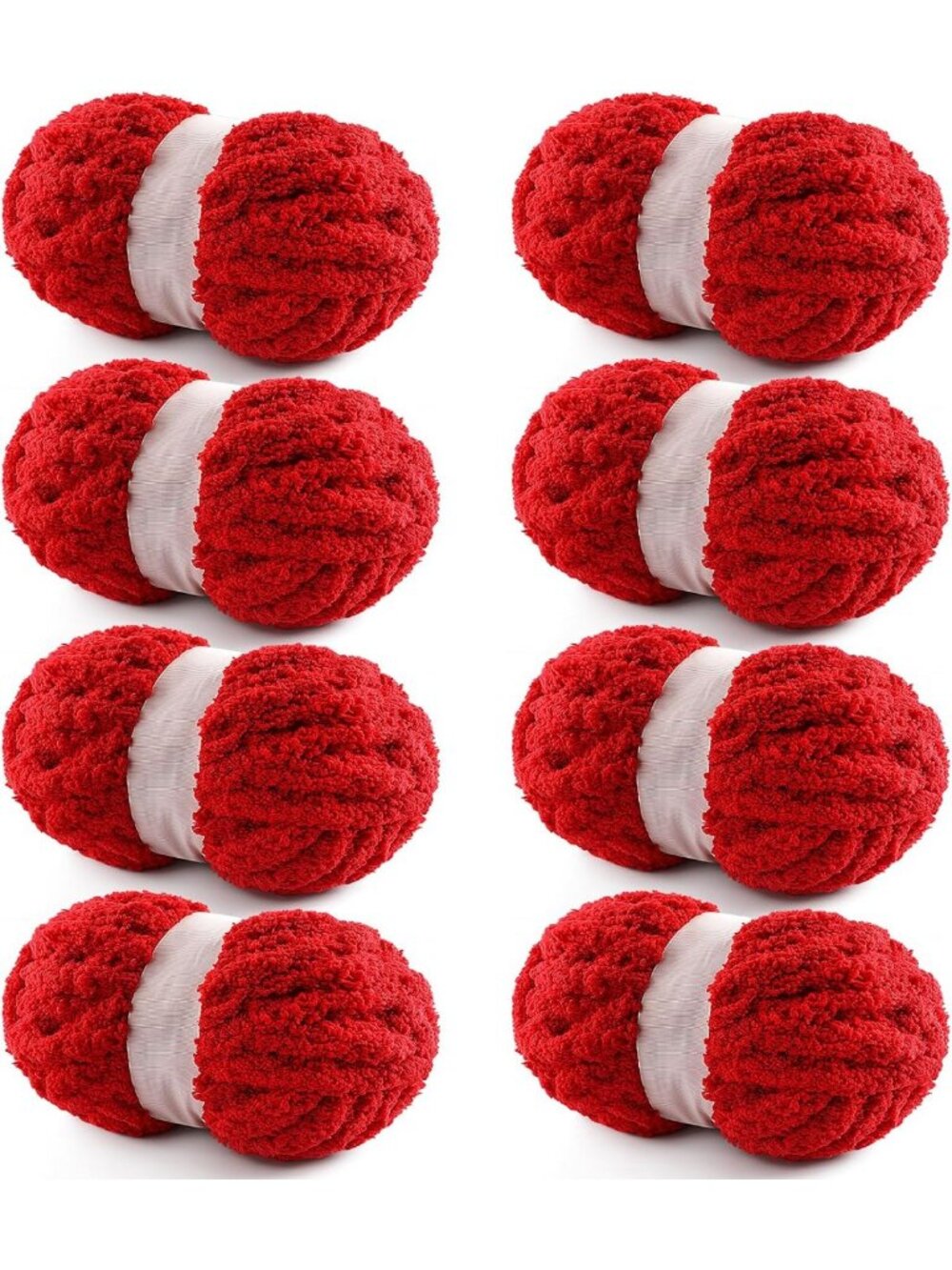 8 Pack Jumbo Chunky Chenille Yarn for Hand Knitting & Crocheting - Fluffy Super